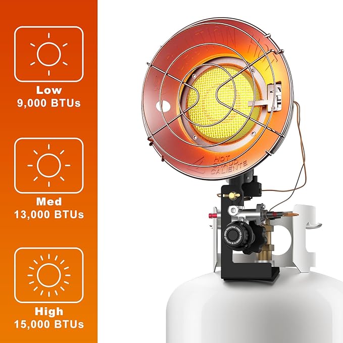 GASLAND Outdoors 15,000 BTU Propane Single Tank Top Heater, with Shut-off Valve and Tip-over Switch, Portable LP Gas Heater for Camping, Garage, Porch, Outdoor Events