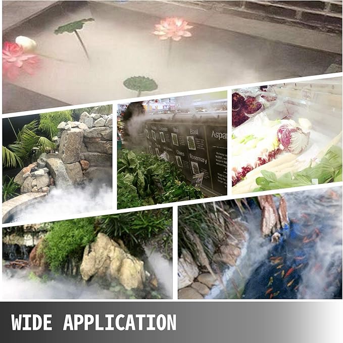 Happybuy Mist Maker 12 Head Ultrasonic Mist Fogger with Waterproof Power Supply Ultrasonic Fogger Humidifier Stainless Steel Pond Mister Fogger 7kg/h