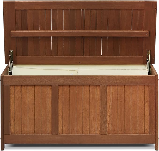 Furinno FG17685 Tioman Outdoor Patio Furniture Hardwood Deck Box in Teak Oil, Natural