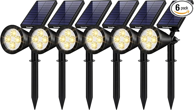 InnoGear Solar Lights Outdoor Waterproof Solar Garden Light for Outside Yard Landscape Lighting Pathway Spot Lights Spotlight Wall Light Auto On/Off, Pack of 6 (Warm White)