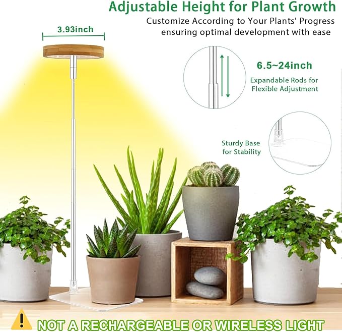 yadoker Halo Plant Grow Light, LED Growing Light Full Spectrum for Indoor Plants,Height Adjustable, Automatic Timer, 5V Low Safe Voltage,Idea for Small Plants