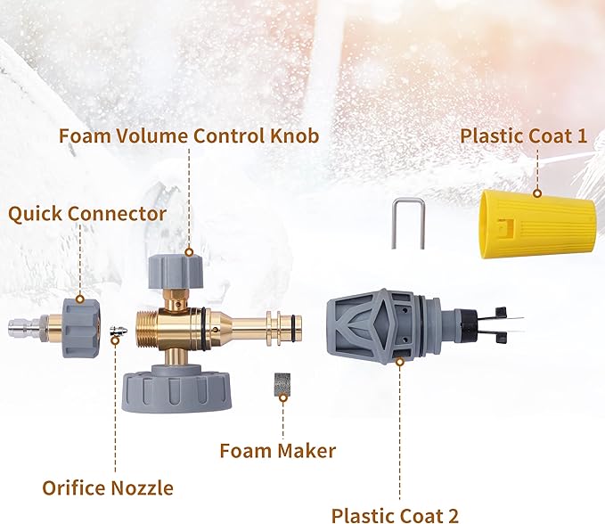 Tool Daily Foam Cannon, Adjustable Foam Blaster, Snow Foam Lance with M22 and 1/4 Inch Quick Connect, Additional Orifice Nozzle 1.1mm, 1.5 Liter