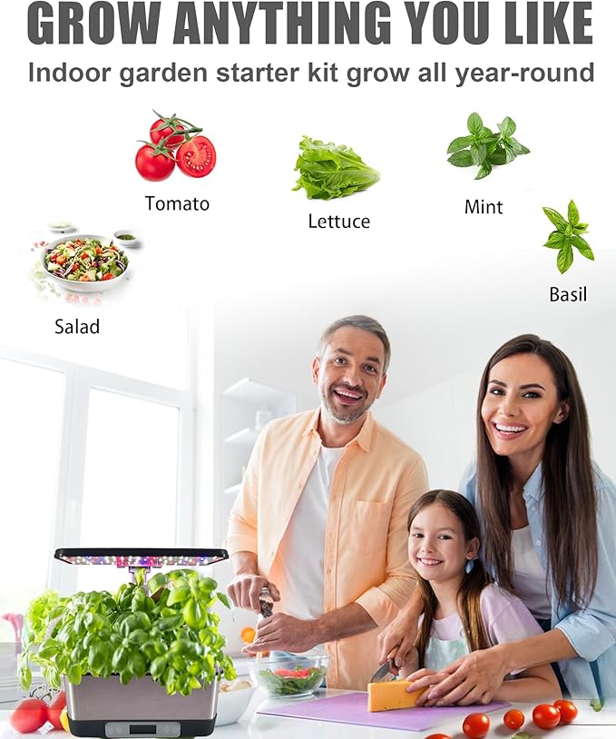 51Pcs Hydroponic Pods Kit: Compatible with Aerogarden Hydroponics Growing System Kit, 12 Grow Baskets, 12 Pod Labels, 12 Grow Domes, 12 Grow Sponges, with 200ml Plant Food Nutrient,1 Tweezers