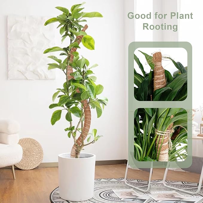 48 Inch Moss Pole, Bendable Moss Pole for Plants Monstera, Tall Moss Poles for Climbing Plants Indoor, Large Support, Garden Trellis Stick Stakes for Plants