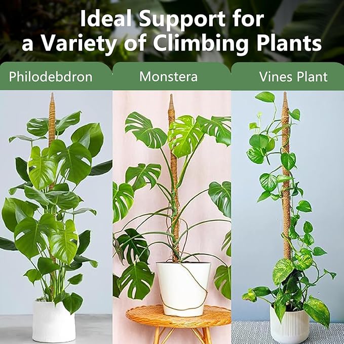 4 Pack 28'' Bendable Moss Pole Plant Stand for Indoor Climbers - Stakes for Potting Climbers - Free Garden Tie Tall Pole Indoor Planter for Home Potting - Potting Accessories