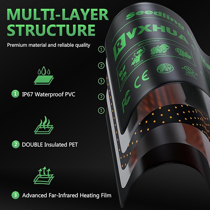 10 x 20.75Inch Seedling Heat Mat for Rapid Seed Germination, Waterproof Plant Heating Pad Seed Starter Warming Mat Indoor for Greenhouse Hydroponic Propagation Brewing Terrarium Reptile,1 Pack