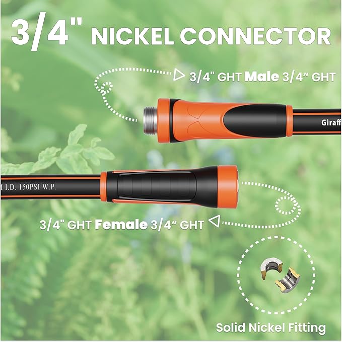 Giraffe Tools Garden Leader Hose 3ft x 5/8", Short Water Hose Heavy Duty, Flexible, Lightweight Hybrid Hose with Swivel Handle, Male to Female Fittings, Burst 600 PSI