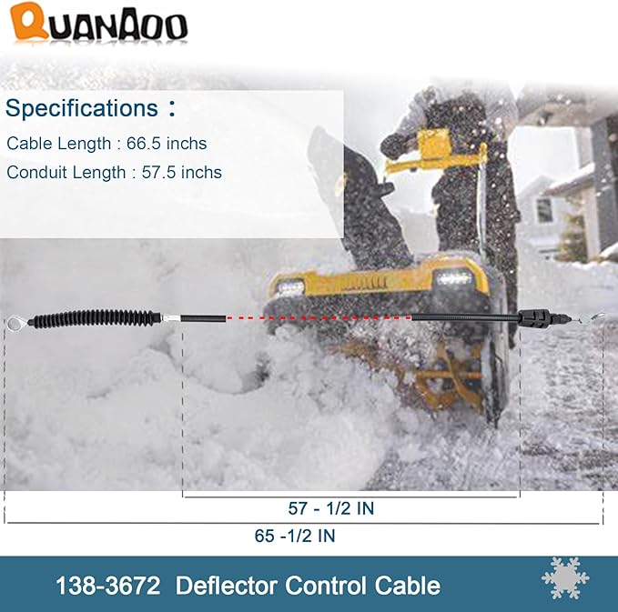 Deflector Control Cable 138-3672 for Toro 31875 37798 37799 38814 38819 Snow Thrower