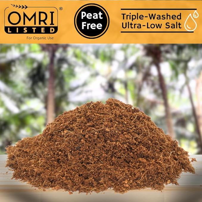 Happy Trees Coco Coir Loose Coconut Fiber Growing Medium, Potting Mix, Seed-Starting, Premium Quality, Triple-Washed for Low Salt/EC, pH Balanced, Peat-Free, OMRI Organic, 50L (1.8 cu.ft.)