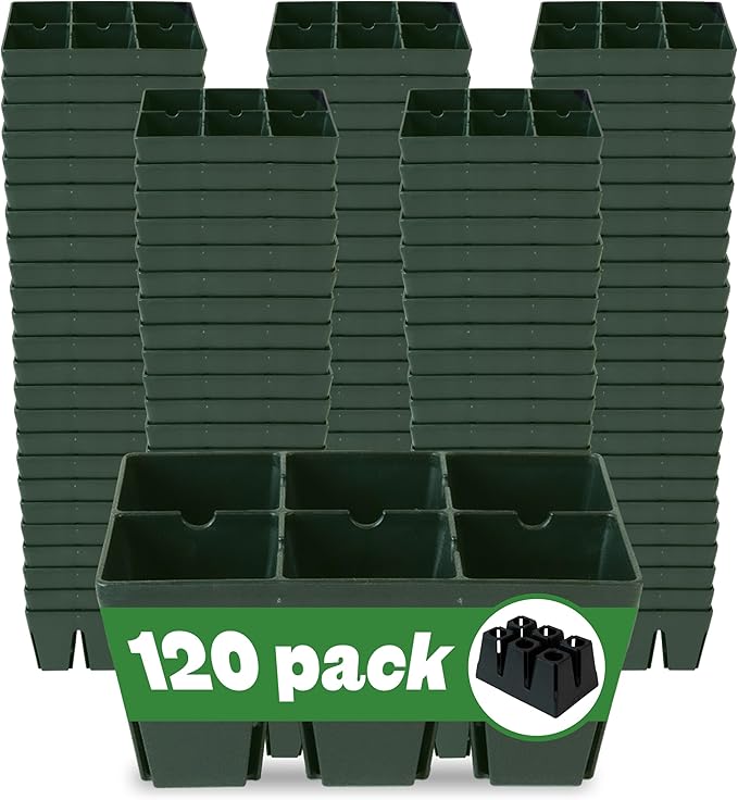 Epic Gardening Reusable Seed Starter Tray - 6 Cell/120 Seedling Starter Trays - Easy Watering, Indoor Greenhouse, Plant Starter, Gardener-Friendly for Seedlings | UV-Treated & BPA-Free - Sage Green