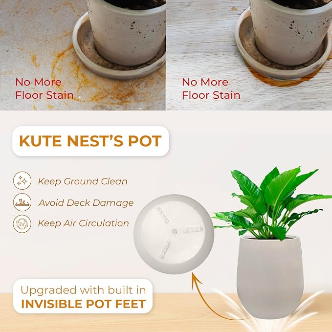 21" H x 19" D Corso Fiberstone Round Tapered Planter with Drainage Hole, Smooth Finishes, for Indoor and Outdoor Use, Included 2 Extra Coco Mats (Taupe, 15" Pot Opening)