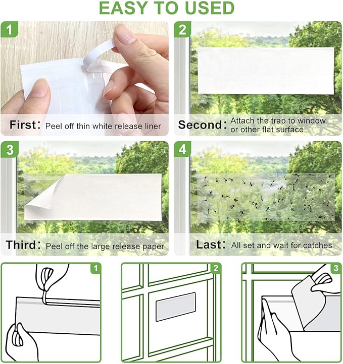 35XL Pack Window Fly Trap, Fruit Fly Traps for Indoors, Fly Trap Indoor Clear, Fly Paper Sticky Strips