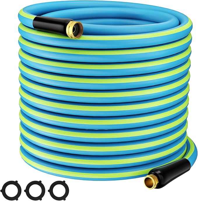 Heavy Duty Garden Hose 5/8" 75FT: Flexible Rubber Water Hose - Leakproof Hose Male to Female Fittings - Durable Hose for Yard, Lawn, Car Wash, Outdoor, Watering, Green