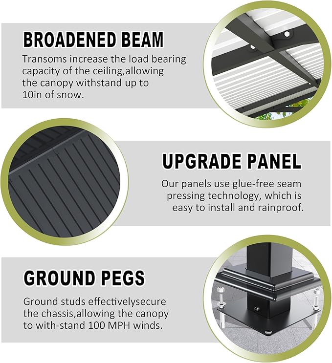 12x20x8.7 FT Carport with Galvanized Steel Roof, Heavy Duty Metal Carport Canopy, Car Shelter Garage for Pickup, Boat, Car and Tractors, Grey