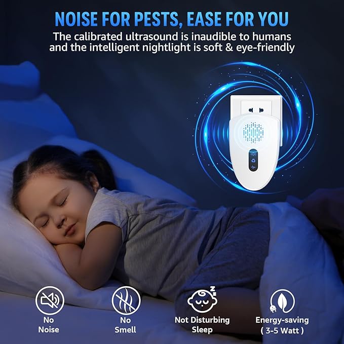 2025 Upgraded Ultrasonic Pest Control Repeller, Mouse Repellent Indoor for Spider Bug Roach Ant Fly Rat Mice Insect Deterrent, Mouse Rodent Repellent Ultrasonic Plug in, 3 Mode Switching, 6 Pack