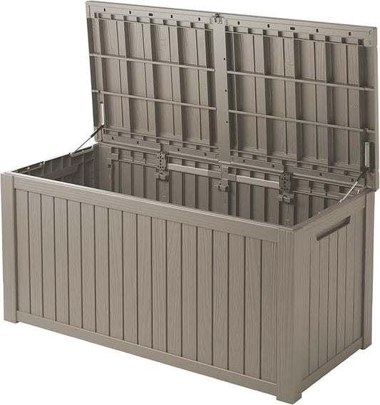180 Gallon Outdoor Storage Box – Resin Deck Box with Lockable Lid, Waterproof Patio Furniture Storage for Tools, Garden & Yard Organization