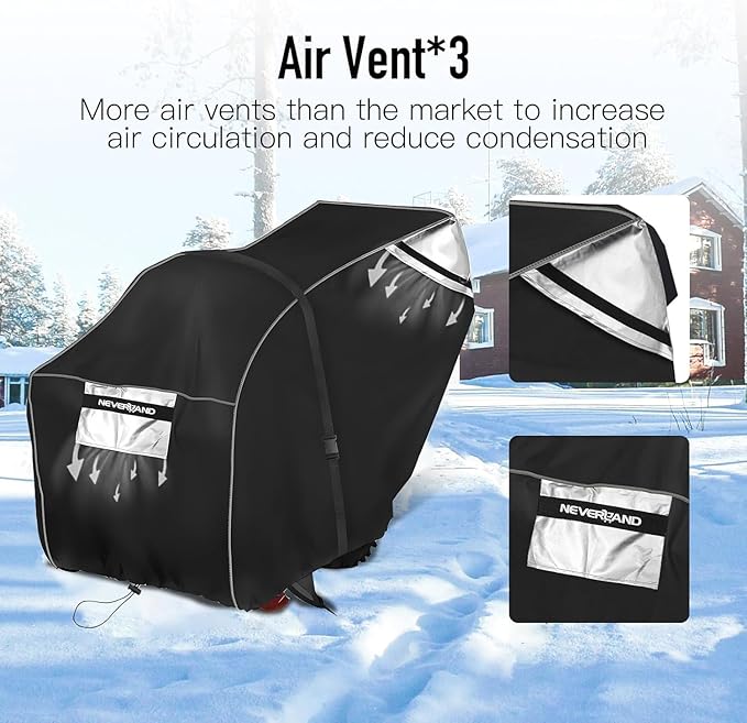NEVERLAND Waterproof Snow Blower Cover - 600D Snowblower Covers Outdoor Heavy Duty, Snow Thrower Universal Size Fit 62''L x 33"W x 52"H, Compatible with EGO, Toro, Honda, Ariens and Craftsman