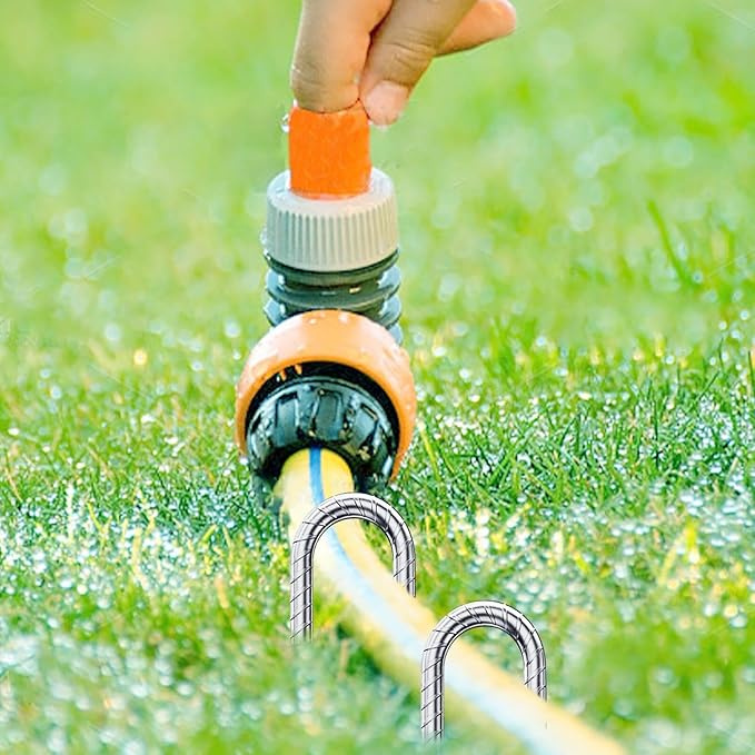 Rebar-Stakes-12-Inch-Galvanized, U Hook Trampoline Stakes 6 Pack Ground Anchors Tent Stakes Heavy Duty for Plants Anti-Rust Landscape Fabric Stakes Artificial Turf