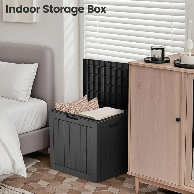 31 Gallon Outdoor Storage Box - Waterproof Resin Deck Box for Indoor & Outdoor Use, Lockable & UV Resistant Storage Bin for Package Delivery, Patio Cushions, Gardening Tools - Black