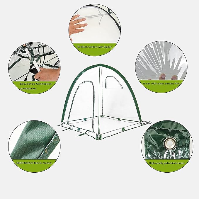 porayhut Pop Up Greenhouse Cover Flower House,Pack of 2,Mini Gardening Plant Sunshine Room,Backyard PVC Cover for Cold Frost Protector Gardening Plants