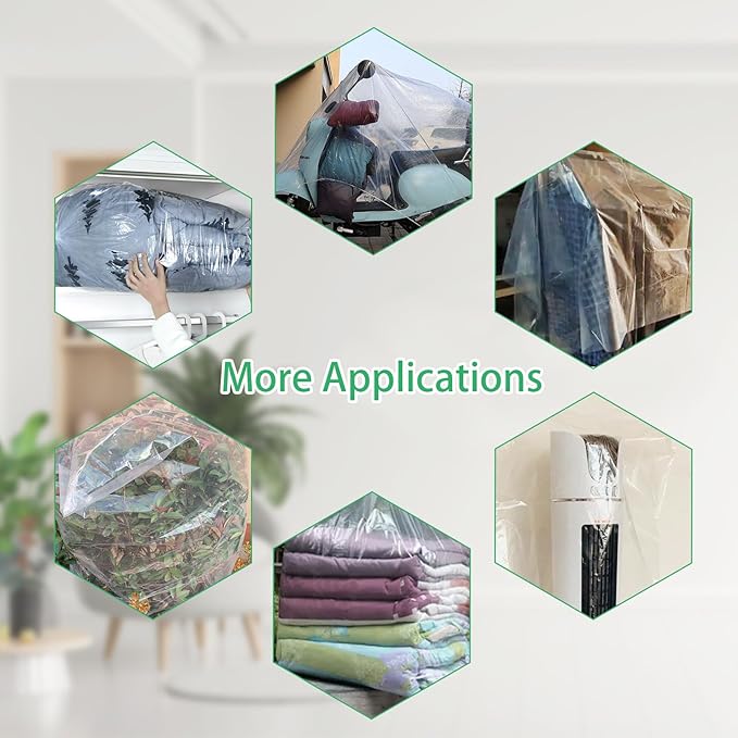 2 Pcs Large Winter Plant Cover Freeze Protection - 47.2" x 70.8" Plastic Plant Frost Bags with Drawstring, Transparent Waterproof Plant Shelter Coverings for Outdoors Garden Plants Shrubs Fruit Trees