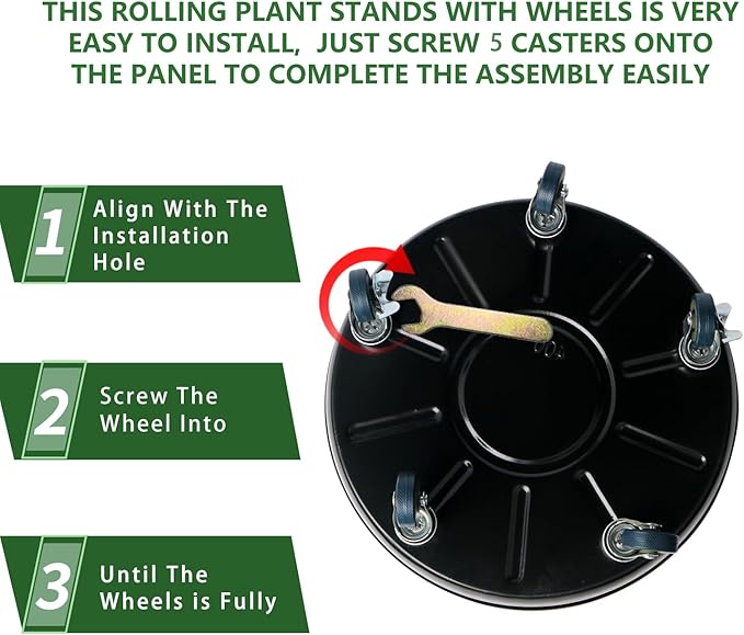 2 Pack Metal Plant Caddy with Wheels 16 Inch Black, Round Rolling Heavy Duty Plant Dolly, Heavy Plant Pot Mover Outdoors or Indoors, The Metal Wheel Can Rotate 360 Degrees or Lockable.