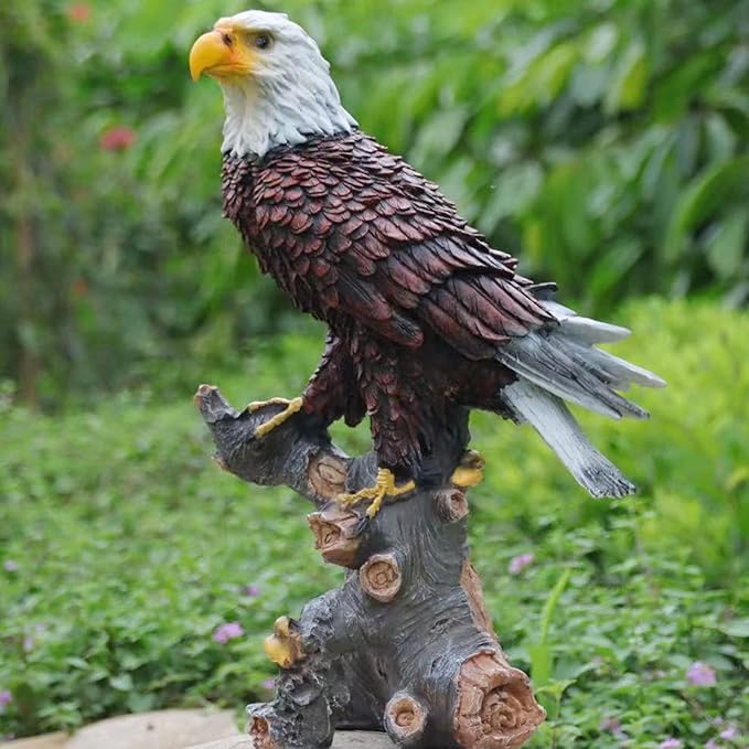 Garden Sculpture & Statue Flight of Freedom American Bald Eagle Hanging Bird Decor - Hand-Painted Majestic America Indoor/Outdoor USA Decor for Patio, Office