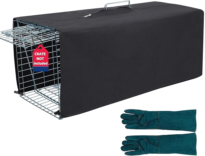 Deblue Feral Cat Trap Cage Cover, 32" Cage Trap Cover for Live Animals with Bite Proof Gloves, Large Trap Cage Cover for 1 Door Humane Trap Cage-(NO CAGE)