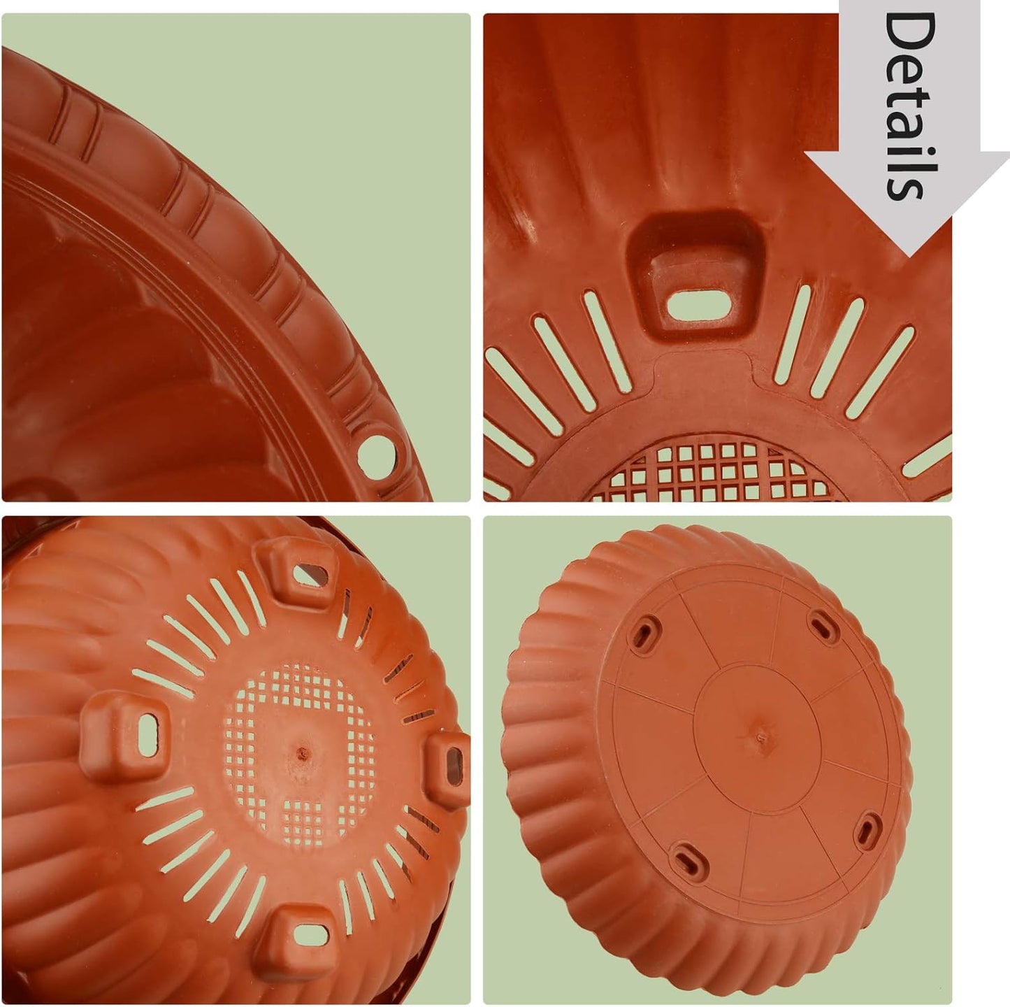 summer flower Planter, 3pcs 12.59in Large Hanging, Plant Pot with Drainage Hole, Plastic, for Indoor Outdoor Garden Herb Succulent, Wall Window Mount, Red2