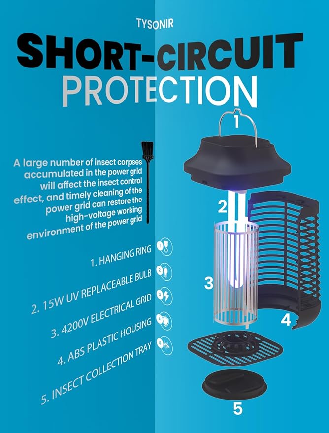 Bug Zapper, 4200V High Power Electric Mosquito Zapper for Outdoor and Indoor, Waterproof Efficient Bug Zapper for Home Kitchen Patio Camping