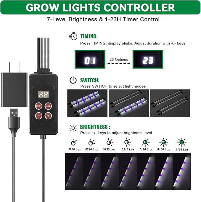 Seed Starter Tray with Grow Light,Easy-to-Use 72 Cell Seed Starter Kit,Auto-Timer Seed Germination Kit,Heavy-Duty Plant Trays,Humidity Dome for Indoor Plants