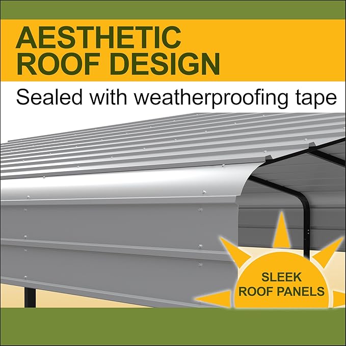 12x20 FT Heavy Duty All-Steel Carport Canopy, All-Weather Outdoor Metal Shelter for Truck, Boat, Tractor & Storage