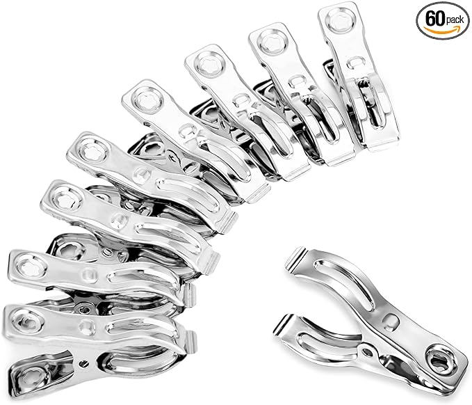 60 Pcs Row Cover Clips, Garden Clamps for Netting, Greenhouse Clamps Made of Stainless Steel, Have a Strong Grip of Greenhouse Clips, For 1/2'', 3/4'', 1'' Garden Hoops or Pvc