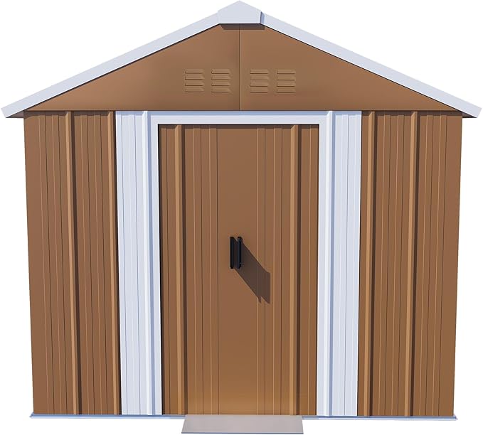 KEIKI 6X4 FT Heavy-Duty Outdoor Storage Shed, Metal Storage Shed with Windows, Lockable Door & Ventilation, Weatherproof Outdoor Garden Shed for Garden, Backyard, Patio, Lawn