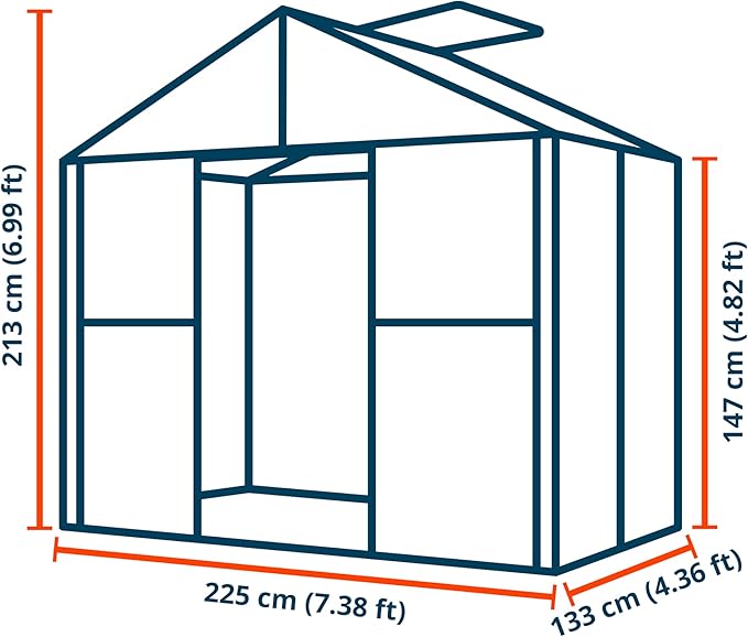 Greenhouse Topas 2 Aluminum Frame 7.4 x 4.4 ft with Approx. 8 mm Polycarbonate Panels