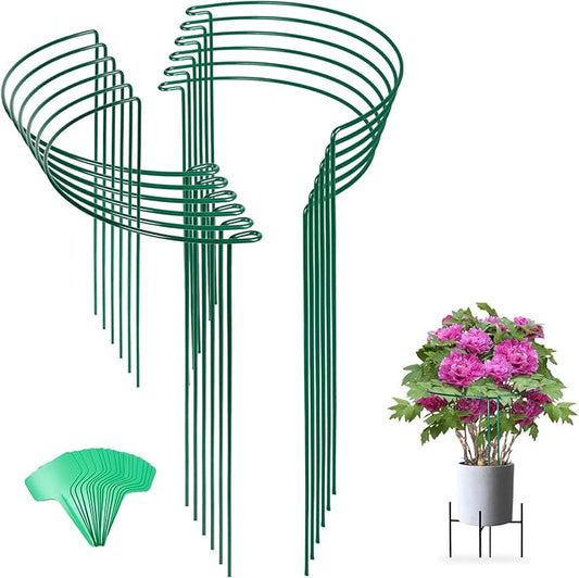 Joyhalo 12 Pack Plant Support Stakes for Indoor Plants 24 Inch, Peony Cages and Supports, Peony Cage with 15 Pcs Twist Ties, Monstera Plant Support for Plants Tomato, Hydrangea, Monstera