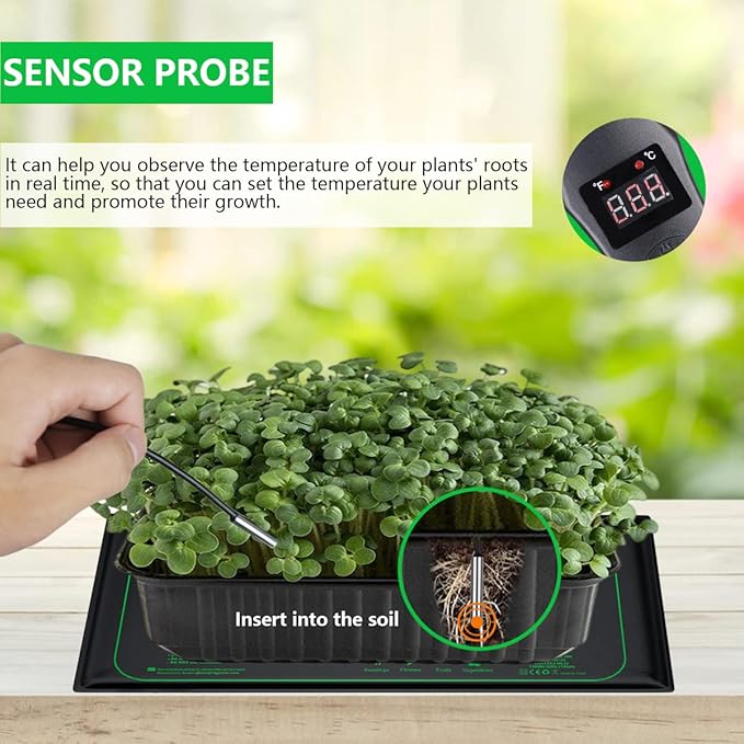 1 Pack Seedling Heat Mat with Digital Thermostat Controller,10" x 20.75" Temperature Control Waterproof Heating Pad for Seed Starting Indoor Plants Germination