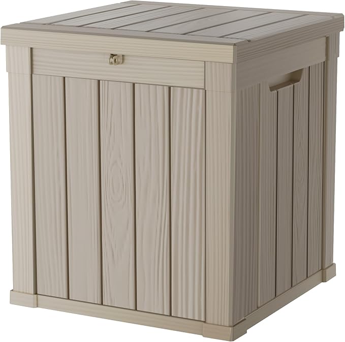 50 Gallon Deck Box, Resin Outdoor Indoor Waterproof Storage Box, Lockable Storage Box With Handle for Patio Furniture - Garden Tools - Swimming Pool Tools UV-Resistant, Brown