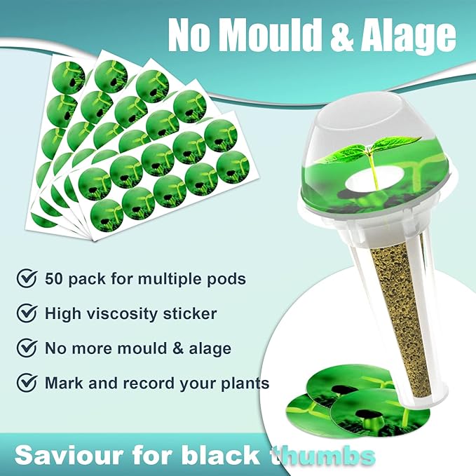 100pcs Seed Pod Kit for Aerogarden, Grow Anything Kit with 50pcs Grow Sponges, 50pcs Pods Labels, Hydroponics Pods Replacement Compatible with Hydroponics Growing System from All Brands