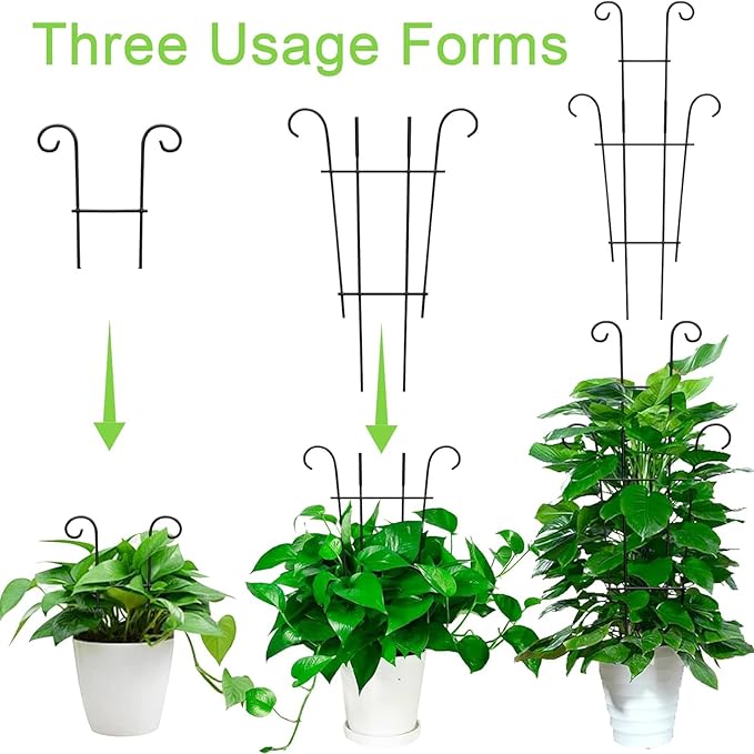 4 Pack 23 Inch Indoor Plant Trellis for Potted Plants - Black Metal Garden Trellis for Climbing Plants, Rustproof Support for Hoya, Pothos, Ivy & Flowers