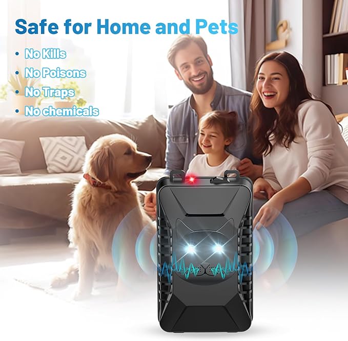 Ultrasonic Rodent Repellent, 2 Pack Plug-in Mouse Rat Pest Bat Squirrels Skunks Repellent for Car with Battery Powered Under Hood, Keep Mice Out of Cars Engines, Indoor, Outdoor, Garage, Hoom