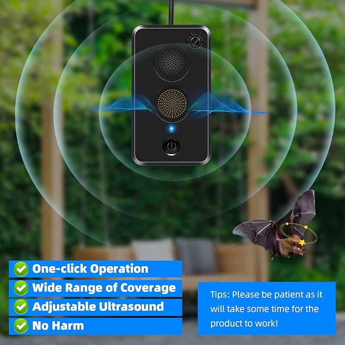 2025 4Pack Ultrasonic Bat Repellent Outdoor for Attic,Electronic Bat Deterrent Devices Outdoor Getting Rid of Bats,Rechargeable Batss Repeller Ultrasonic Indoor to Keep Bats Away from Porch