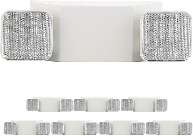 8 Pack LED Emergency Exit Lighting Fixtures with 2 LED Bug Eye Heads and Back Up Batteries- UL Standard Emergency Safety Lights, UL 924 and CEC Qualified, 90-Minute Minimum Capacity