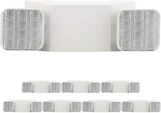 8 Pack LED Emergency Exit Lighting Fixtures with 2 LED Bug Eye Heads and Back Up Batteries- UL Standard Emergency Safety Lights, UL 924 and CEC Qualified, 90-Minute Minimum Capacity
