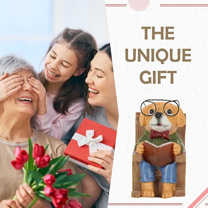 Outdoor Fall Decor Statues Dog Figurines Fairy Garden Accessories Outdoor Solar Lights,Yard Art Patio Porch Balcony Home Lawn Ornaments, Memorial Gifts for Women Mom Grandma