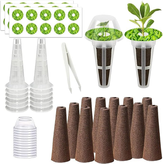 67 Seed Pod Kit for Aerogarden, Hydroponics Accessories for System Compatible with Hydroponics Supplies from All Brands, 12 Grow Sponges, 12 Grow Baskets, 12 Domes, 30 Pod Labels, 1 Tweezer (67 Pcs)
