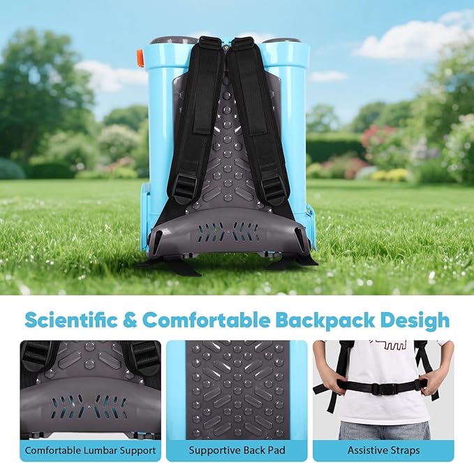 Battery Powered Backpack Sprayer, 4.2 Gallon Electric Sprayer for Weed Fertilizer Cleaning Watering, 80PSI Adjustable Pressure Lawn & Garden Sprayers with Telescopic Wand 8 Nozzles 2.6AH Battery