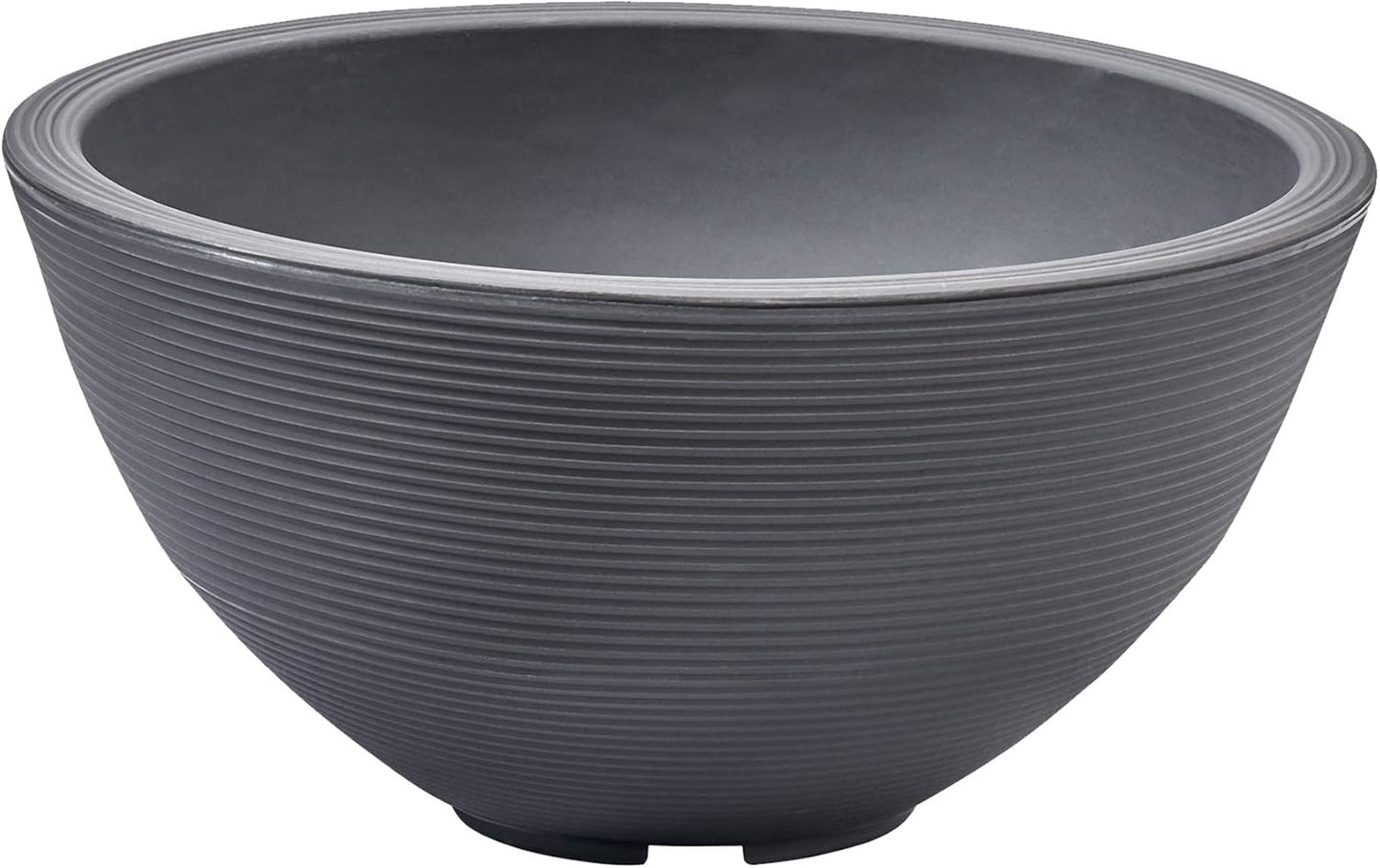 Crescent Garden Delano Bowl Planter, Large Outdoor Round Shallow Plant Pot for Water Garden, Bonsai Plant Pots, Succulents with Drain Hole - Double Walled Bowl Lotus Pot, 26" W (Slate)