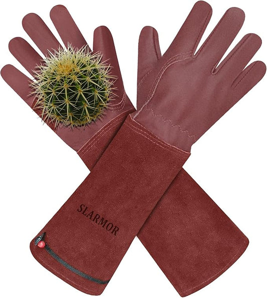 Long Gardening-Gloves Women/Men-Thorn proof Rose Pruning Heavy Duty Gauntlet-L