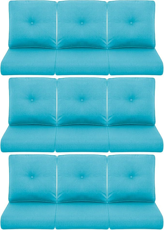9-Piece Outdoor Patio Cushion Set - Fade & Water Resistant with Removable Olefin Cover, 22x24x4 Inch Memory Foam Cushions for Wicker Sectional Sofa – Teal/Buckle